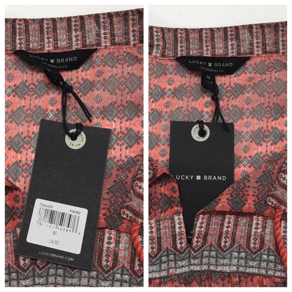 NWT Lucky Brand Medium Peasant Blouse Tunic Boho - Picture 6 of 8